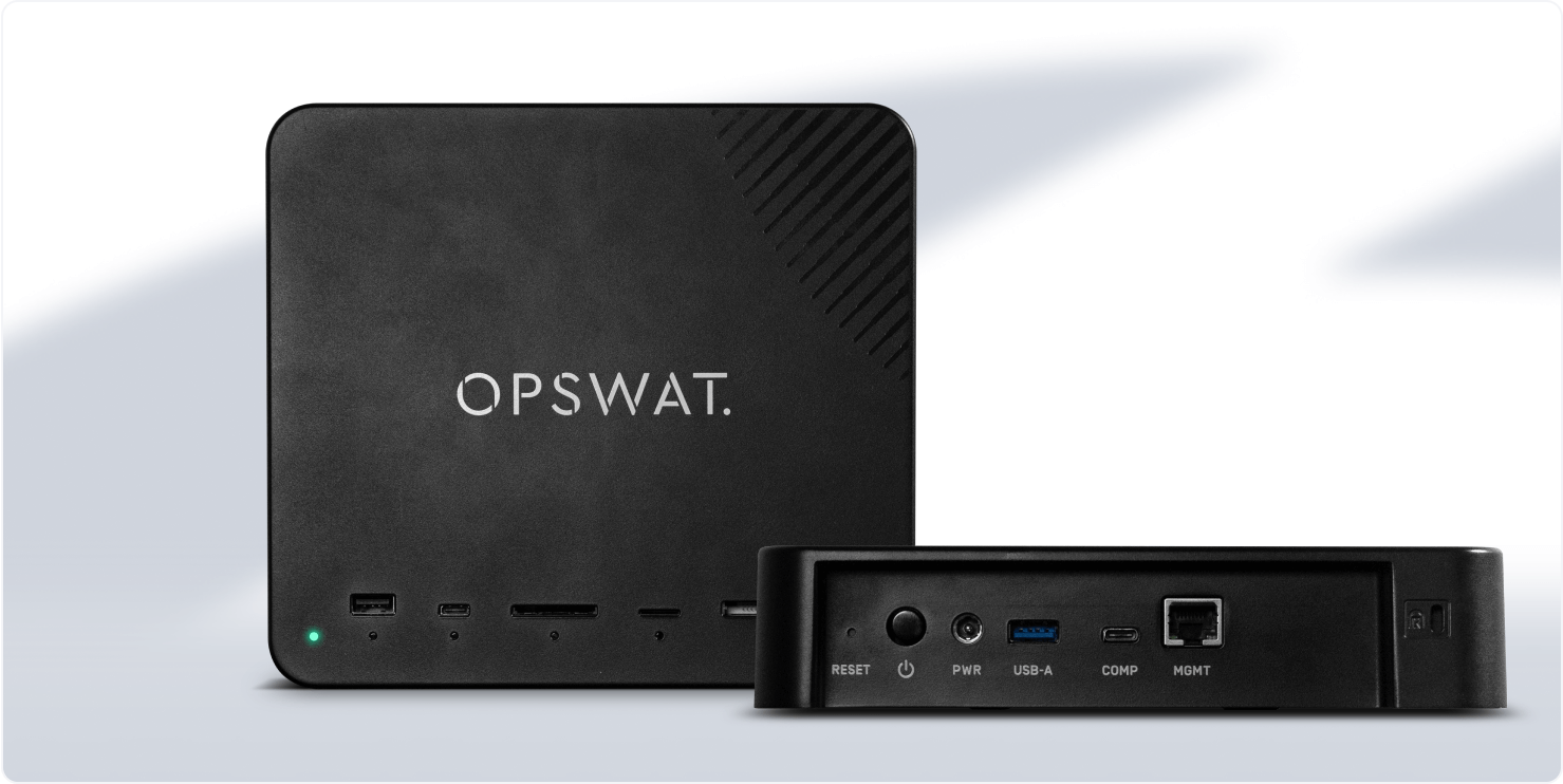 black metadefender media firewall products with views from the front and side