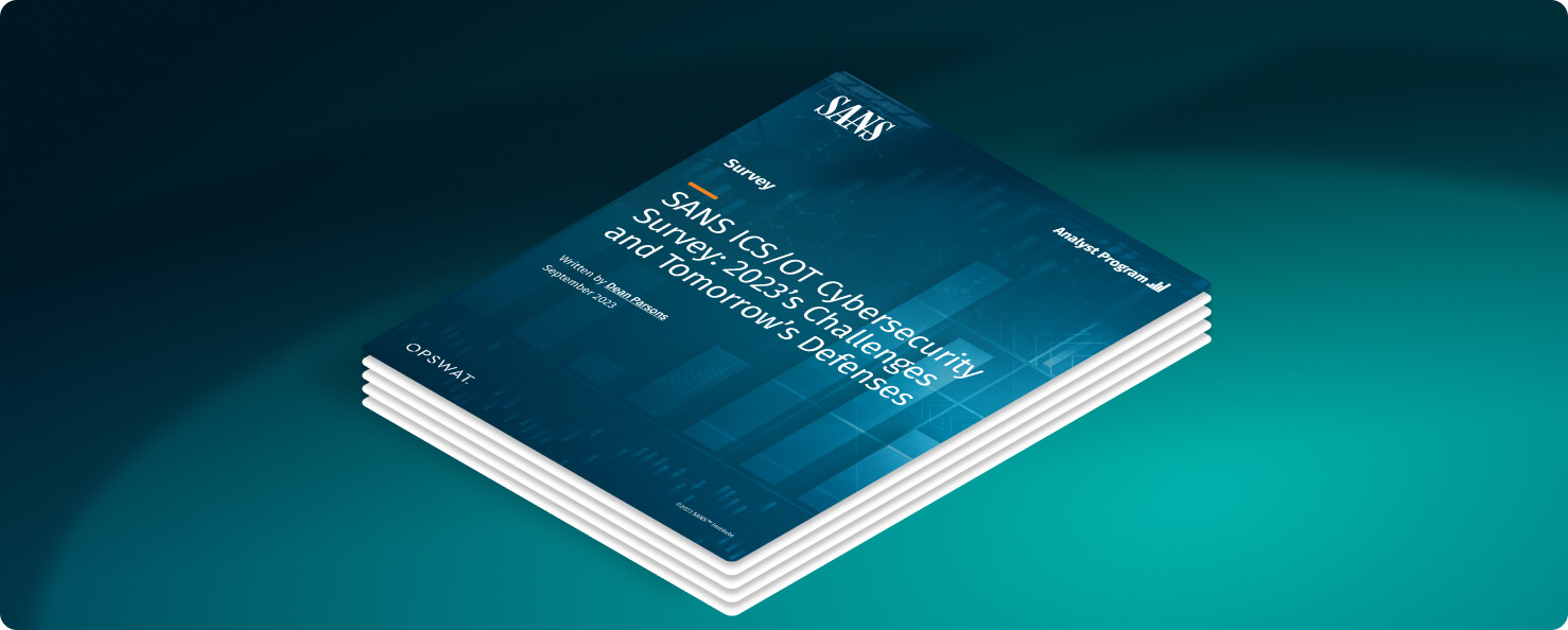 mockup cover of the SANS 2023 ICS and OT Cybersecurity survey