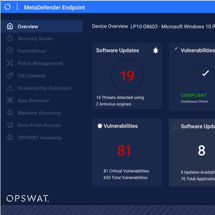 screenshot opswat client dashboard