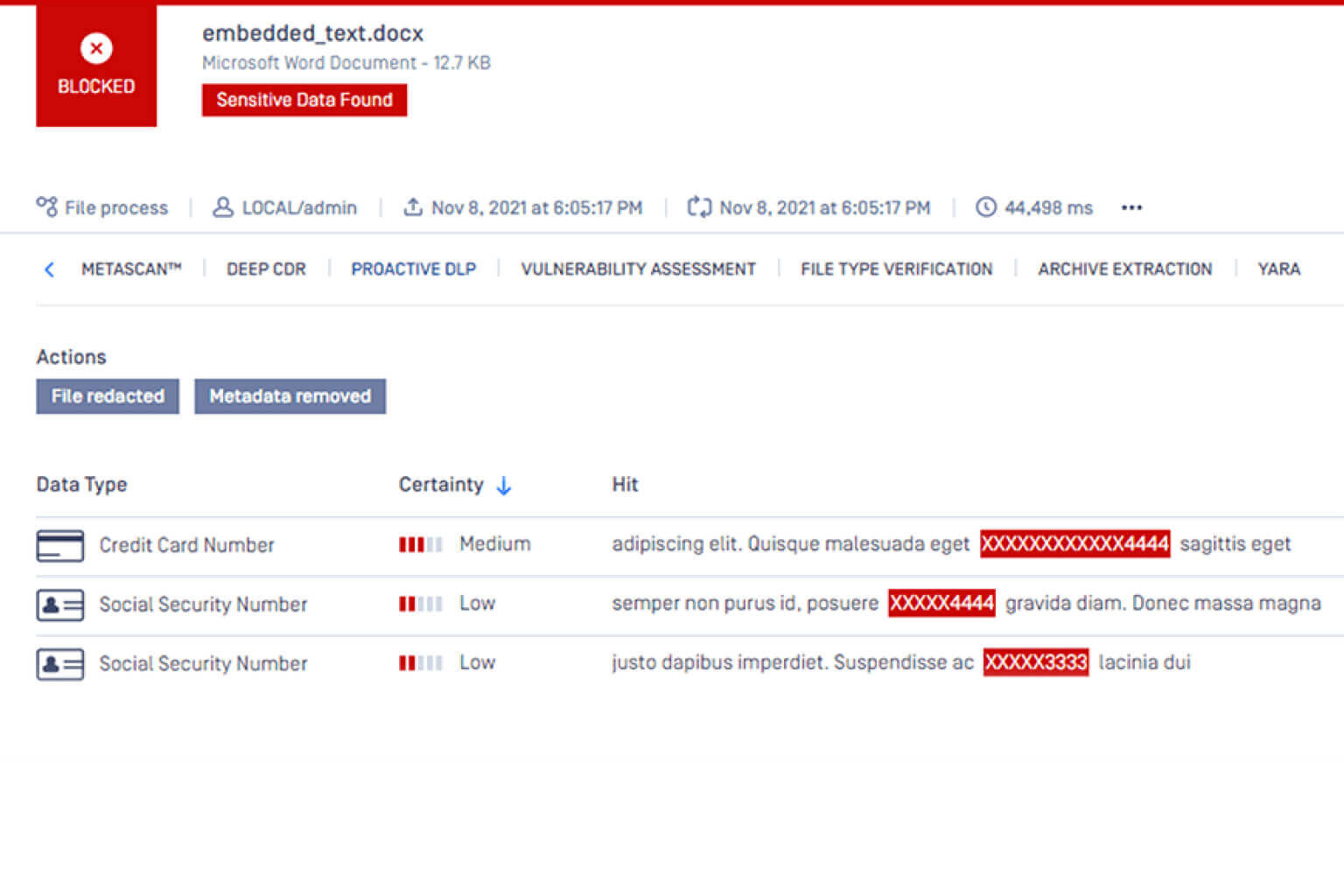 captură de ecran soluție de securitate a aplicațiilor web proactive dlp tablou de bord