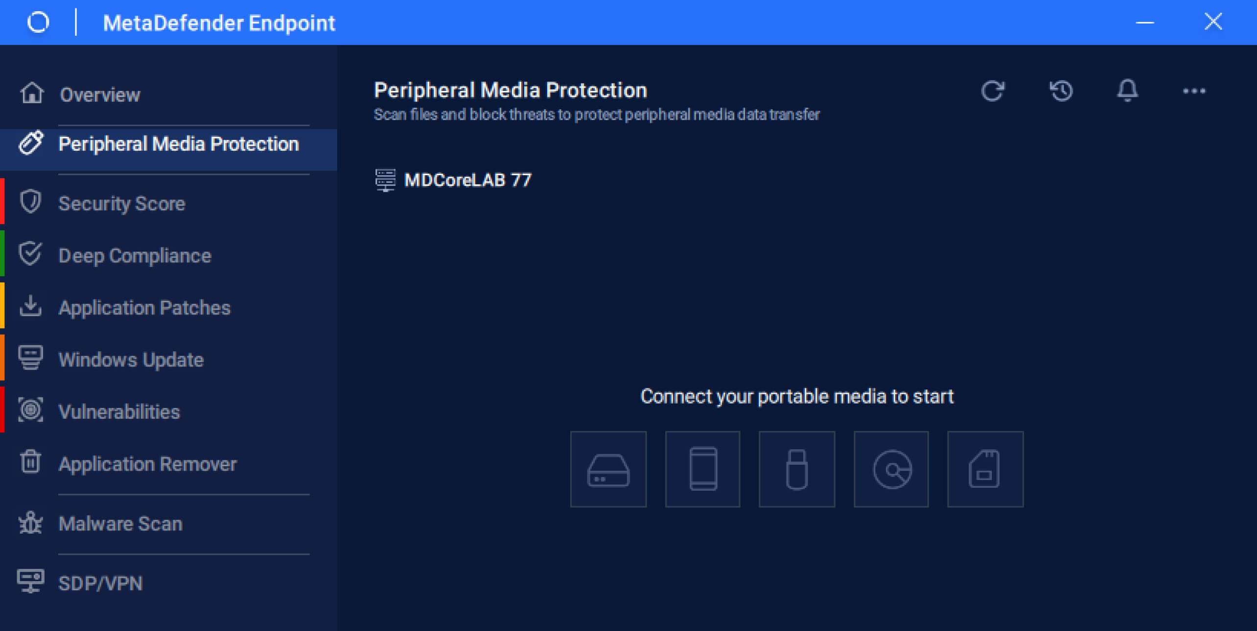 MetaDefender Endpoint Dashboard zum Scannen und Sichern externer Speichergeräte